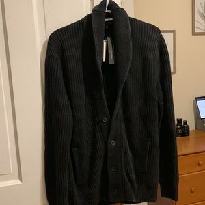 New Banana Republic Factory Washed Ribbed Cardigan Sweater Size M Black